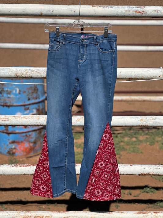 Red Bandanna kids flare jeans