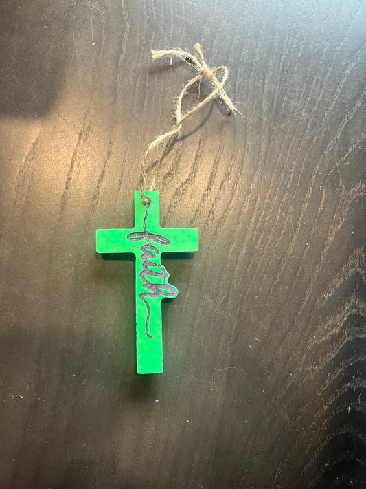 Leather faith cross freshie