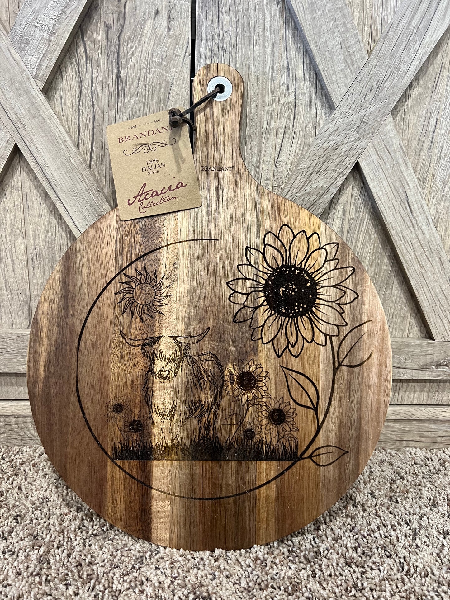 Highland cow and flowers cutting board